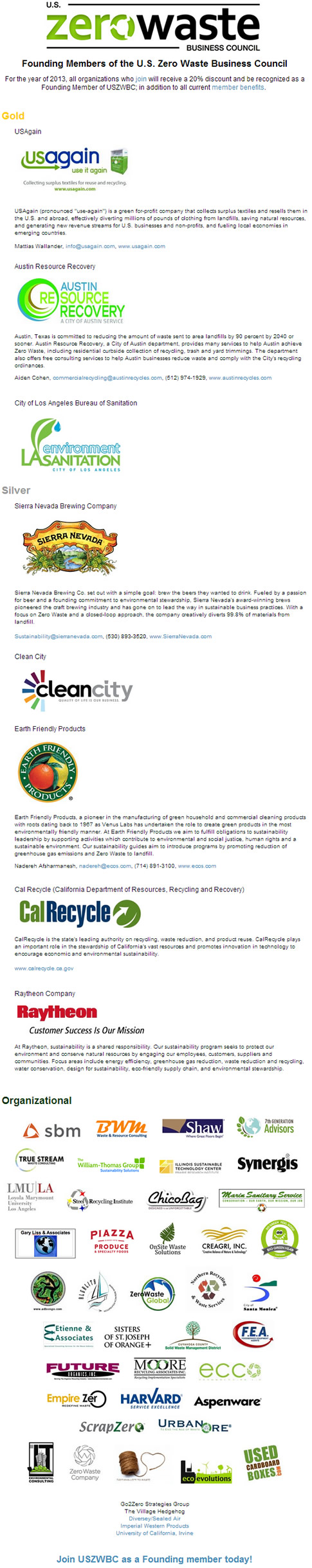 Sponsors of Zero Waste Business Council
